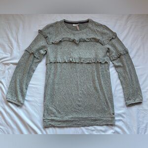 435 by Matilda Jane Size 16 Girls Long Line Striped Ruffle Knit Sweater Top